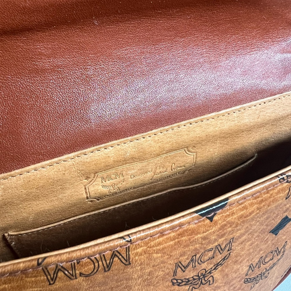 MCM Cognac Visetos Logo Crossbody Saddle Bag - Picture 9 of 10